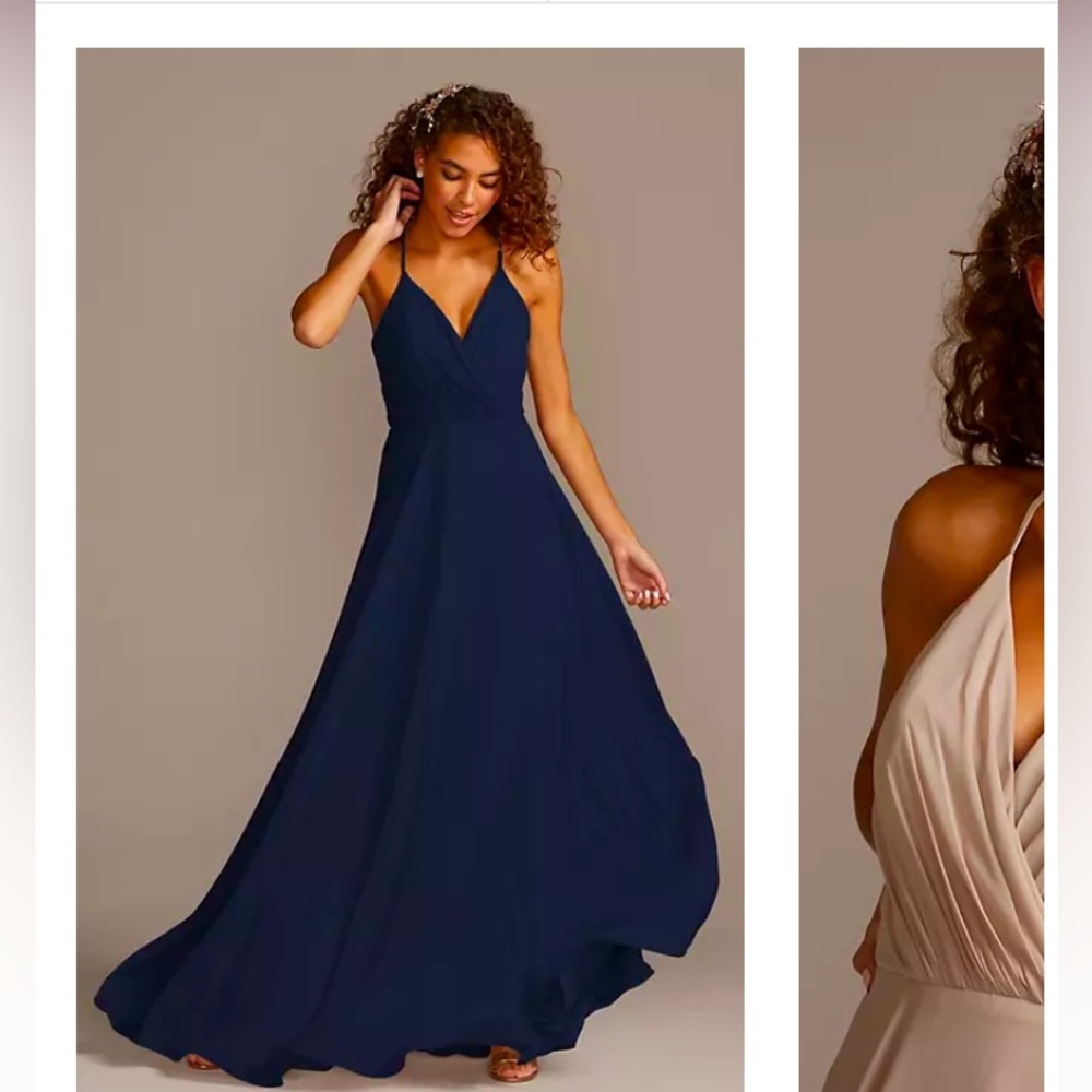 Marine blue, floor-length, David’s Bridal bridesmaid dress, Size 6, like new